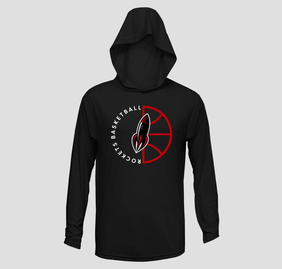 Free Home Rockets Basketball Long Sleeve Hooded Performance/Shooting Shirt