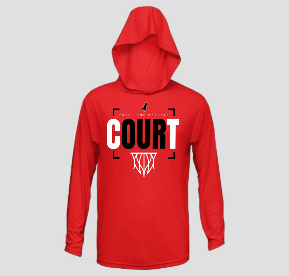 Free Home Rockets Basketball Long Sleeve Hooded Performance/Shooting Shirt