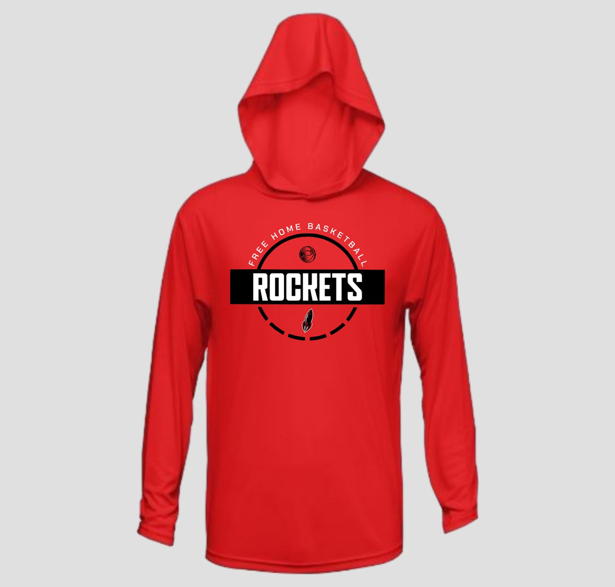 Free Home Rockets Basketball Long Sleeve Hooded Performance/Shooting Shirt