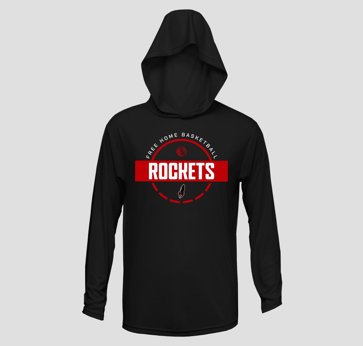 Free Home Rockets Basketball Long Sleeve Hooded Performance/Shooting Shirt