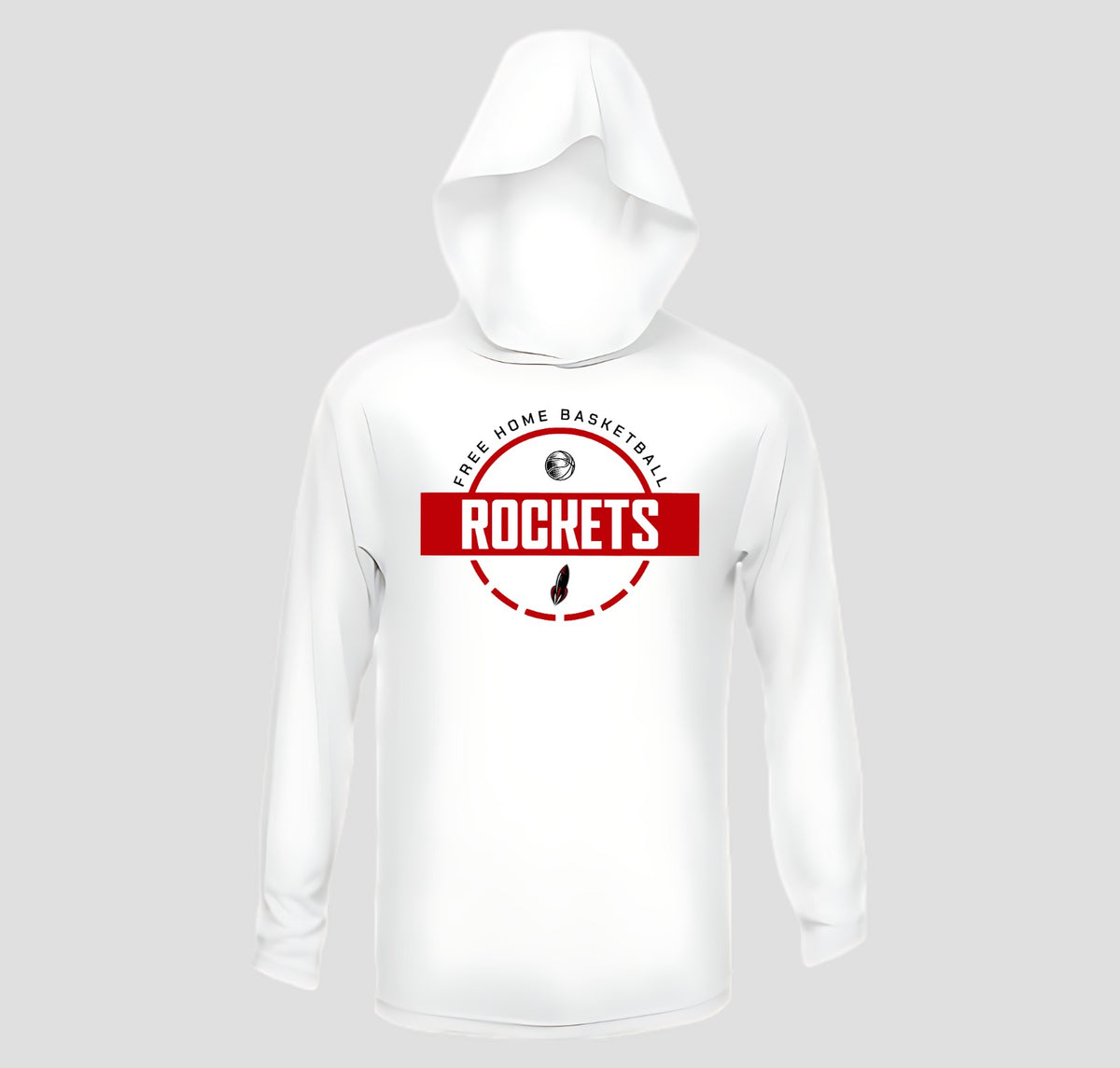 Free Home Rockets Basketball Long Sleeve Hooded Performance/Shooting Shirt