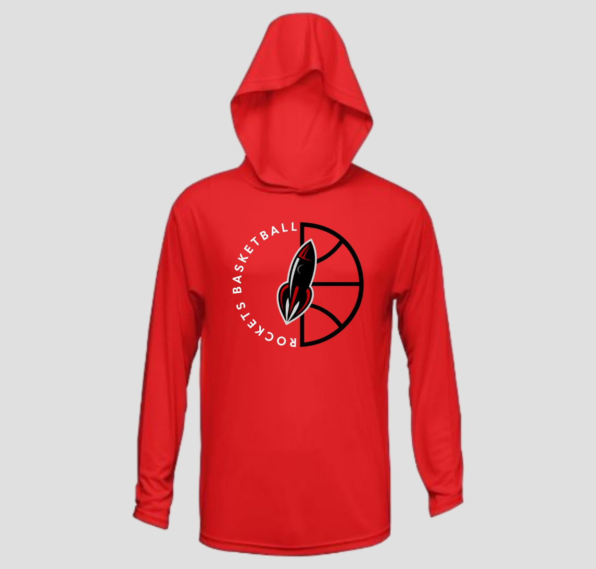 Free Home Rockets Basketball Long Sleeve Hooded Performance/Shooting Shirt
