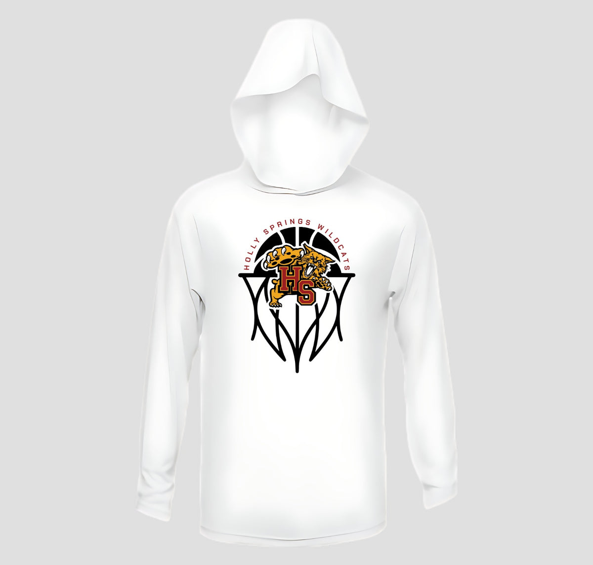 Holly Springs Wildcats Basketball Long Sleeve Hooded Performance/Shooting Shirt