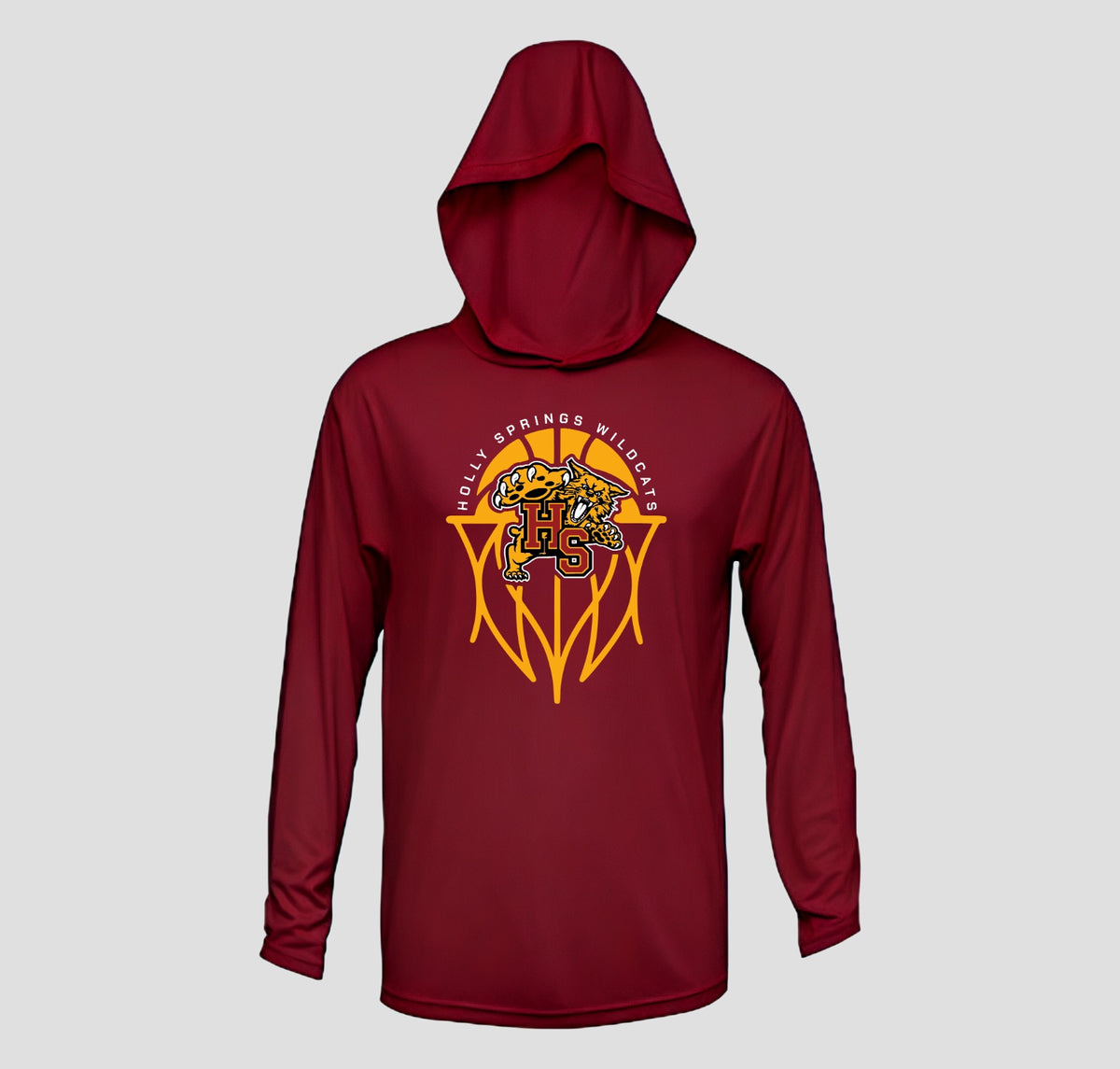 Holly Springs Wildcats Basketball Long Sleeve Hooded Performance/Shooting Shirt