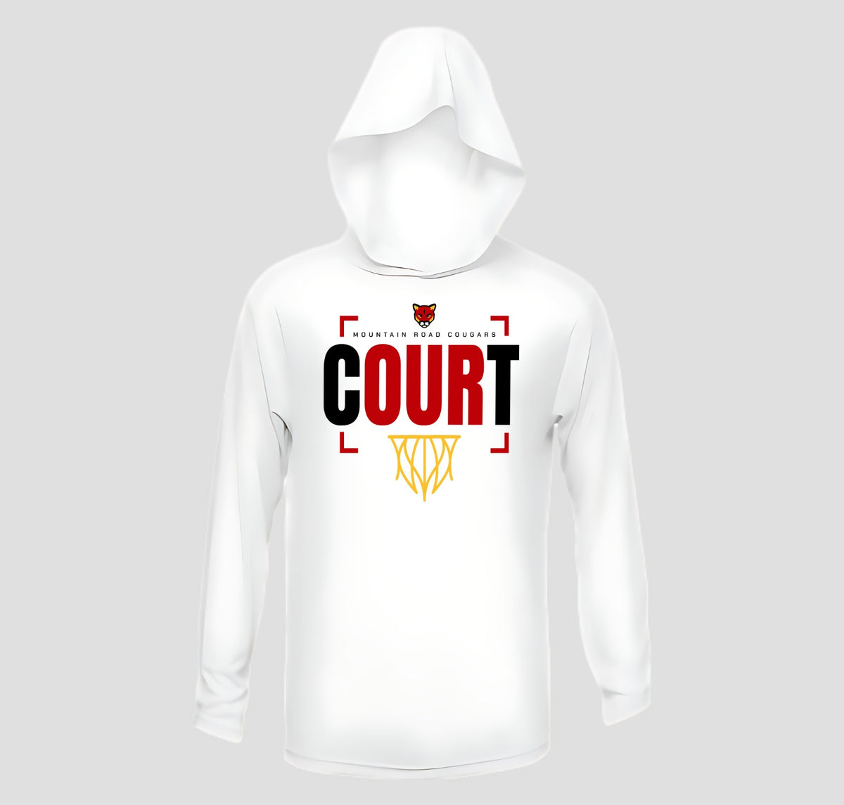 Mountain Road Cougars Basketball Long Sleeve Hooded Performance/Shooting Shirt
