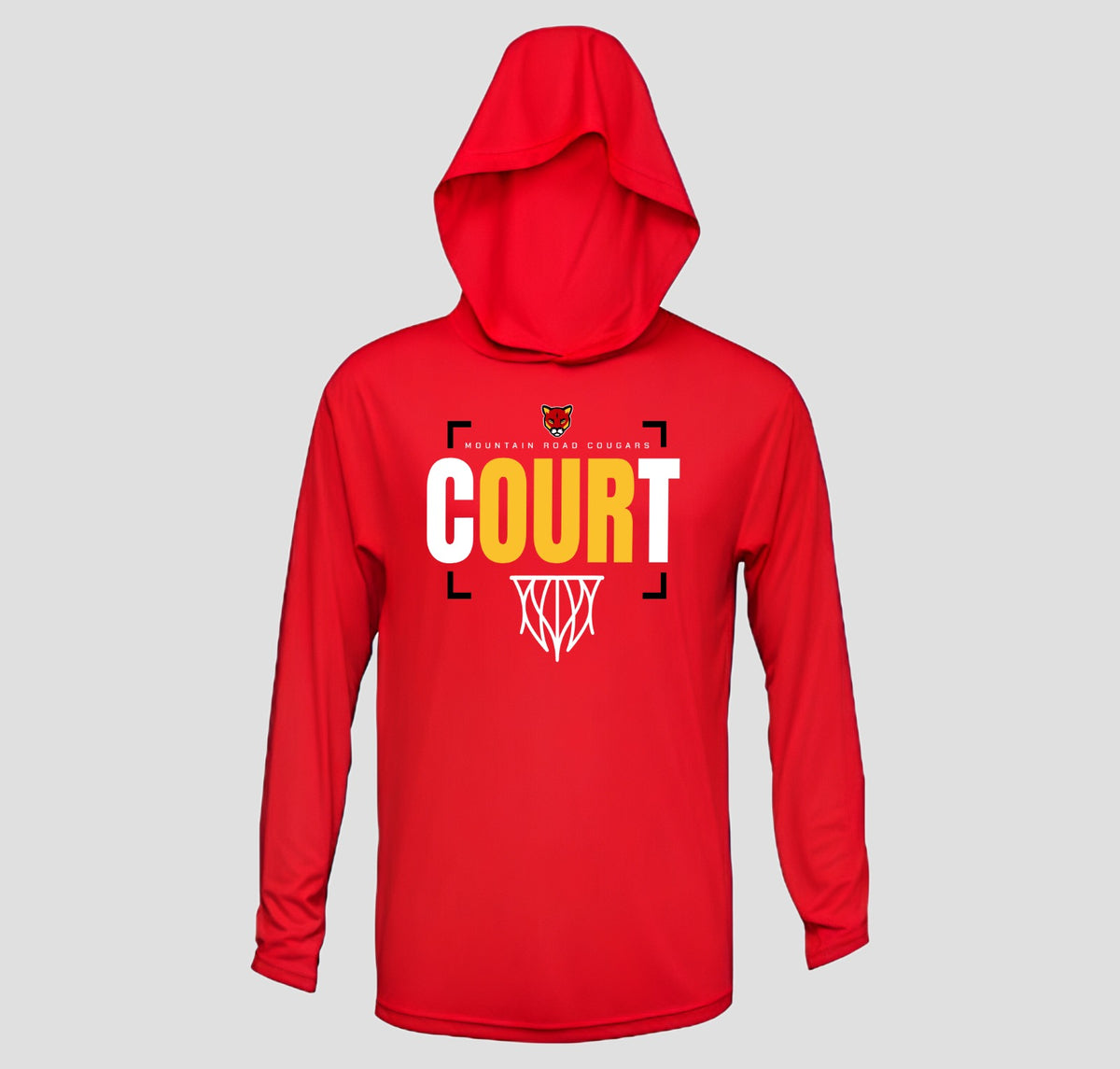 Mountain Road Cougars Basketball Long Sleeve Hooded Performance/Shooting Shirt