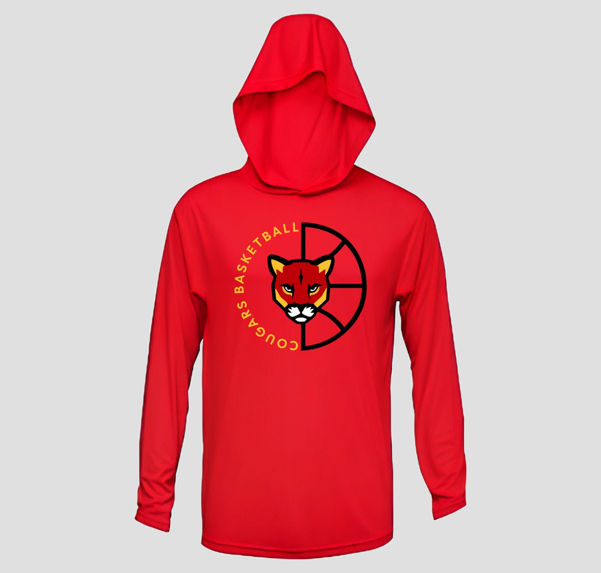 Mountain Road Cougars Basketball Long Sleeve Hooded Performance/Shooting Shirt