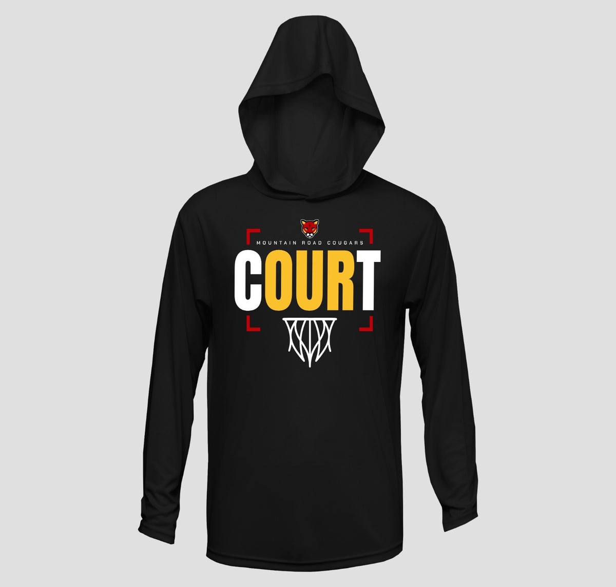 Mountain Road Cougars Basketball Long Sleeve Hooded Performance/Shooting Shirt